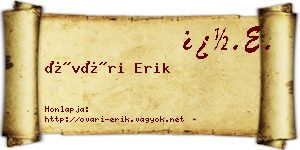 Óvári Erik névjegykártya